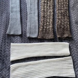 3 pairs of knitted leg warmers(grey)(white)(brown)